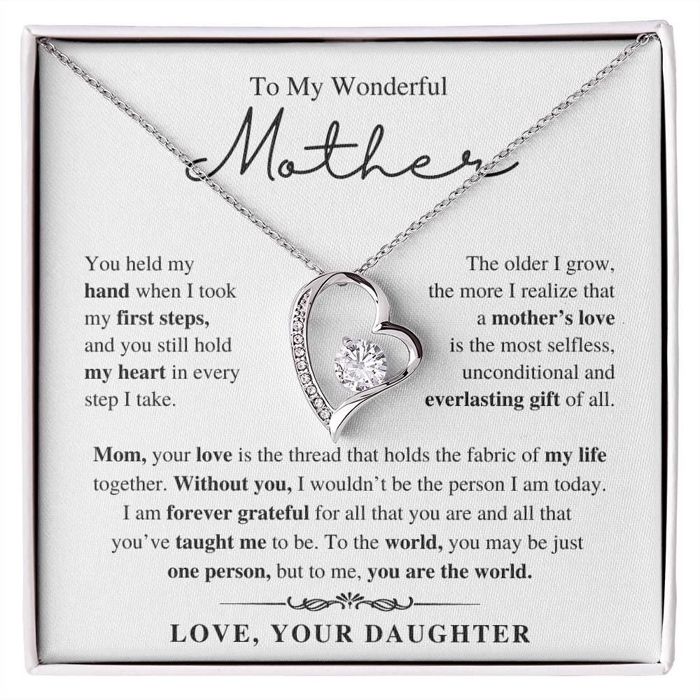 To My Wonderful Mother, From Daughter - Forever Love Necklace
