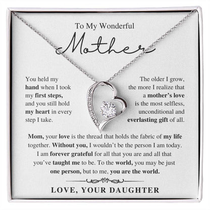 To My Wonderful Mother, From Daughter - Forever Love Necklace
