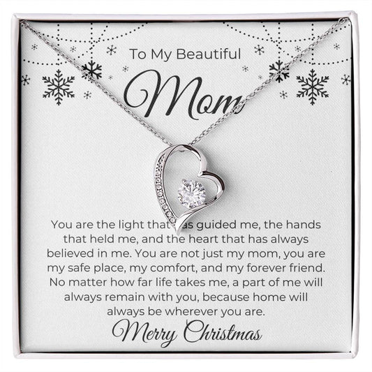 To My Beautiful Mom, Merry Christmas - Forever Love Necklace