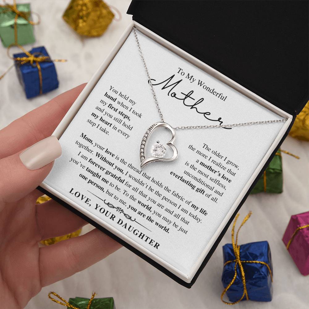 To My Wonderful Mother, From Daughter - Forever Love Necklace