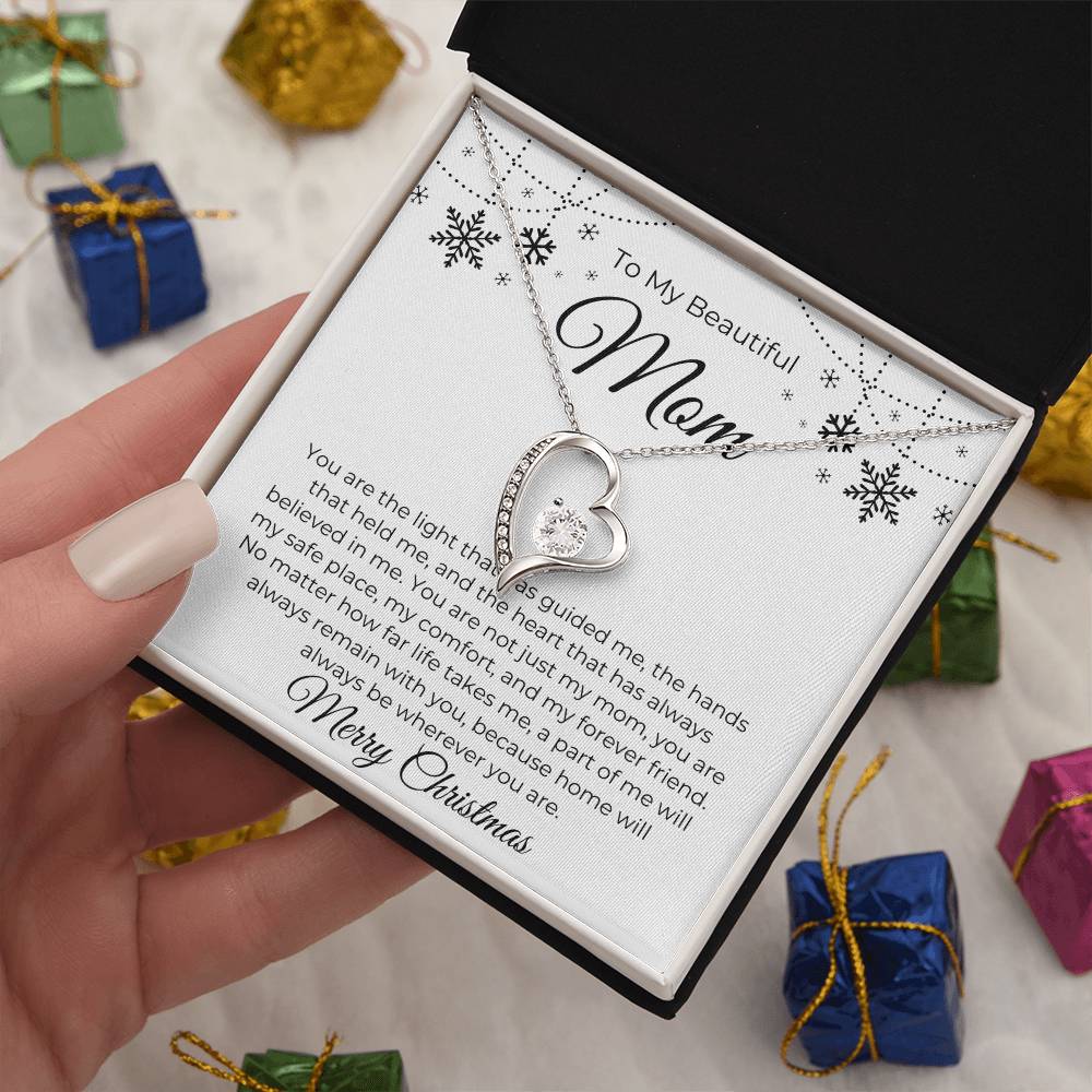 To My Beautiful Mom, Merry Christmas - Forever Love Necklace