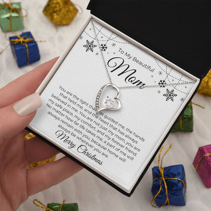 To My Beautiful Mom, Merry Christmas - Forever Love Necklace