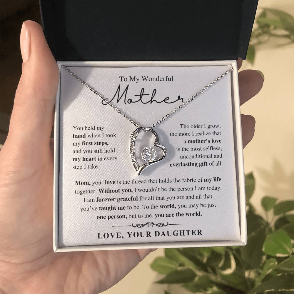 To My Wonderful Mother, From Daughter - Forever Love Necklace