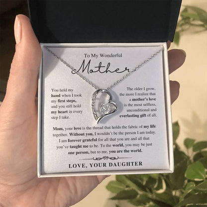 To My Wonderful Mother, From Daughter - Forever Love Necklace