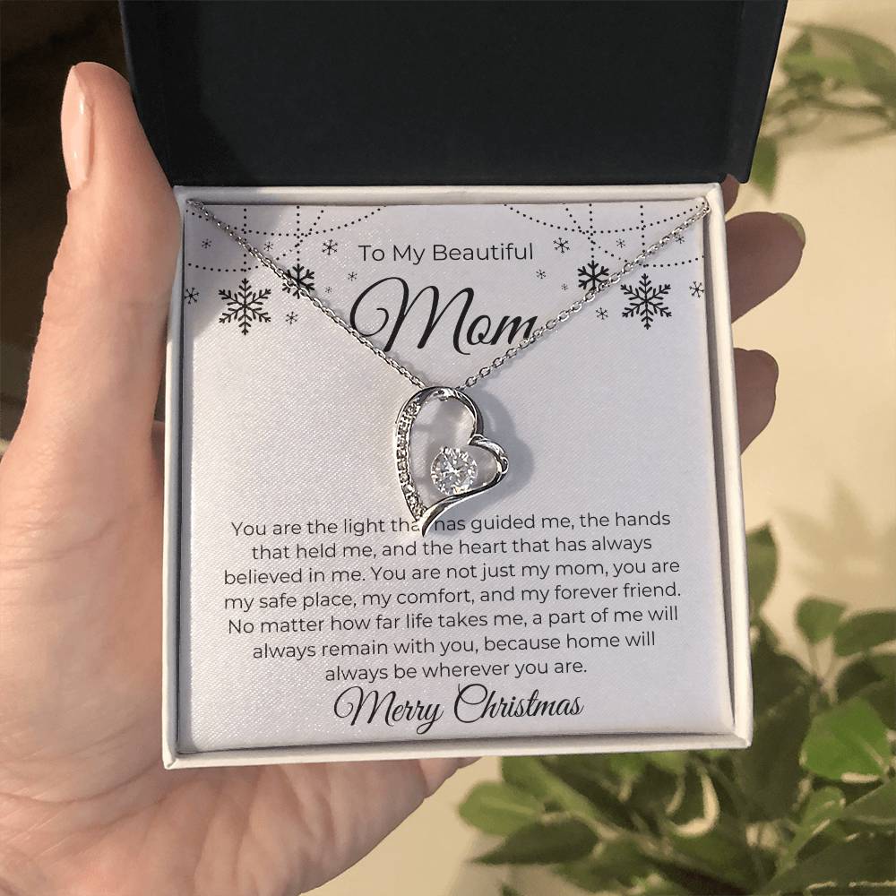 To My Beautiful Mom, Merry Christmas - Forever Love Necklace