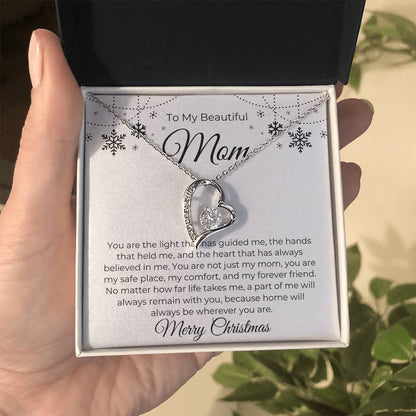 To My Beautiful Mom, Merry Christmas - Forever Love Necklace