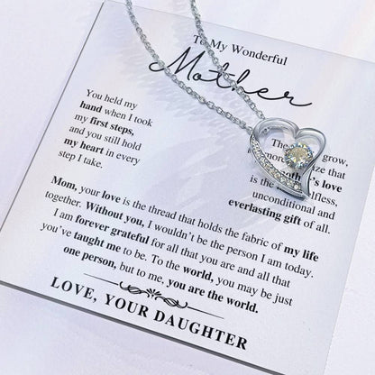 To My Wonderful Mother, From Daughter - Forever Love Necklace
