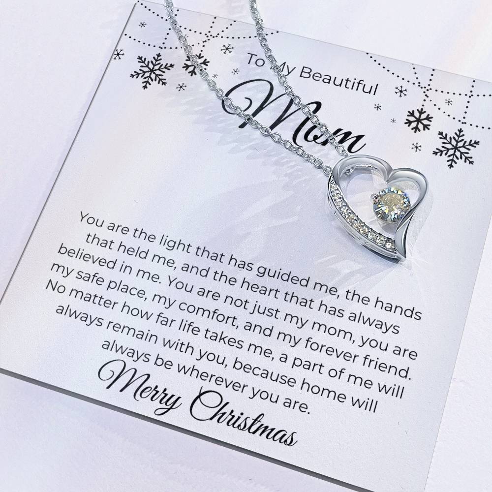 To My Beautiful Mom, Merry Christmas - Forever Love Necklace