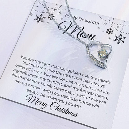 To My Beautiful Mom, Merry Christmas - Forever Love Necklace