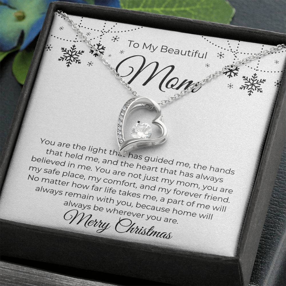 To My Beautiful Mom, Merry Christmas - Forever Love Necklace