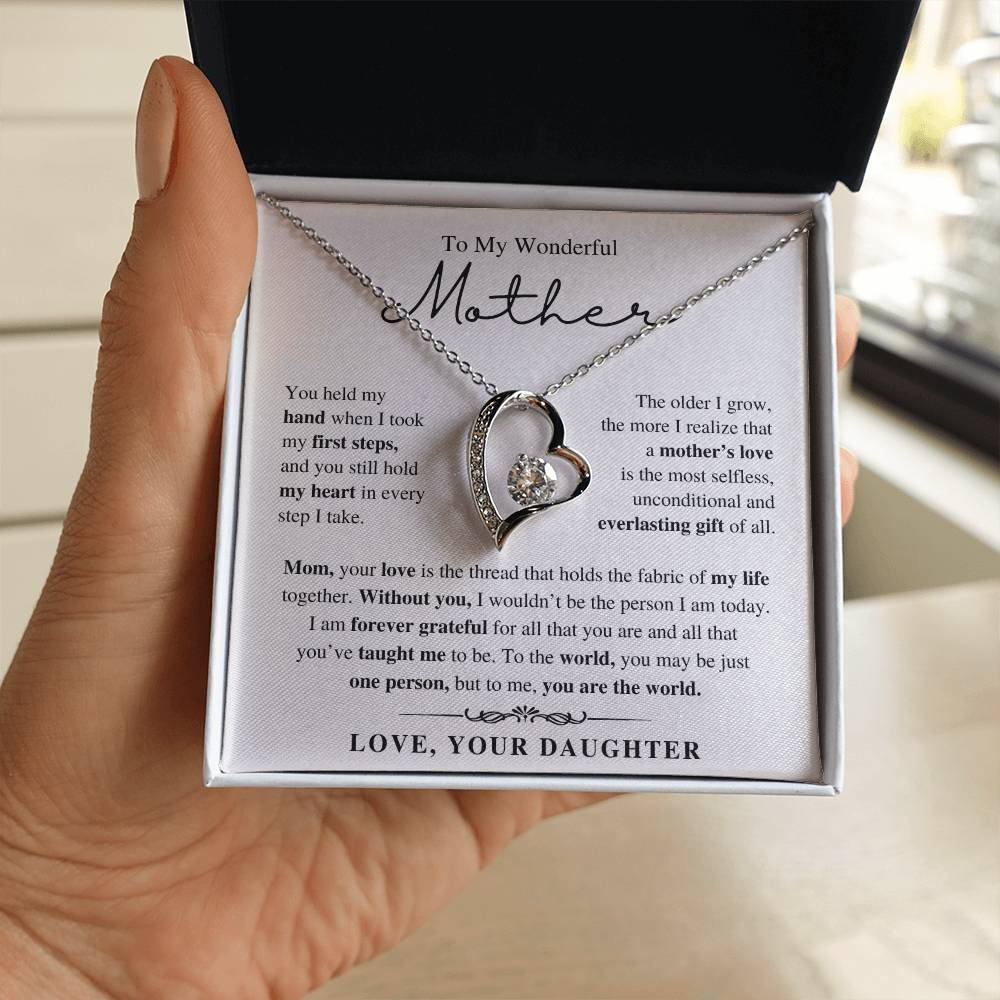 To My Wonderful Mother, From Daughter - Forever Love Necklace