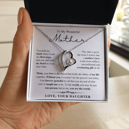 To My Wonderful Mother, From Daughter - Forever Love Necklace