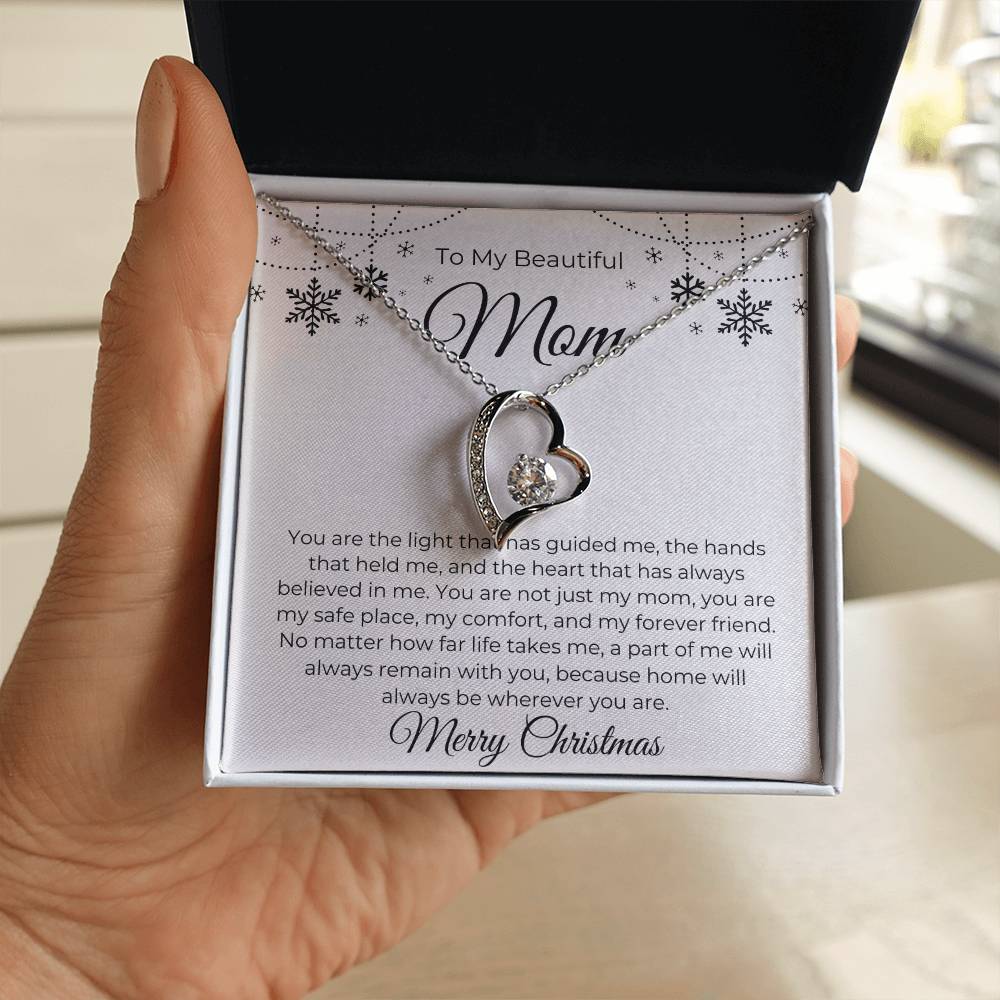 To My Beautiful Mom, Merry Christmas - Forever Love Necklace