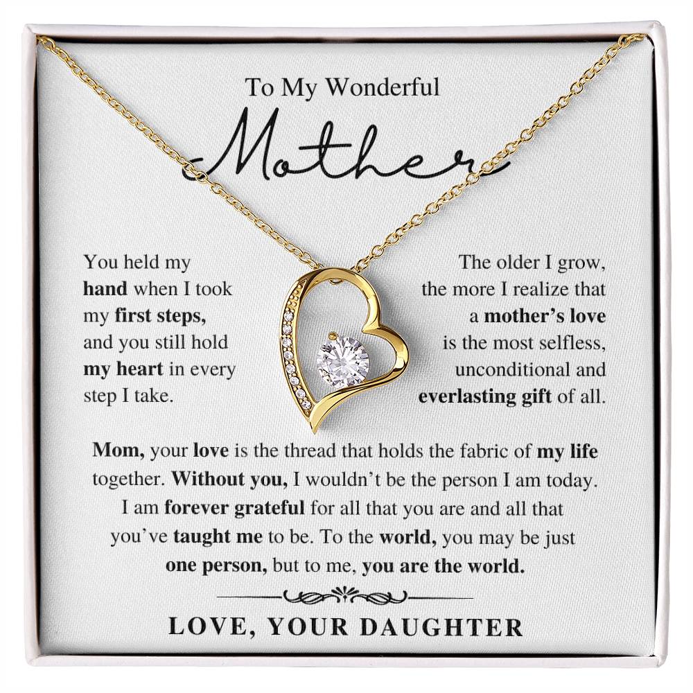 To My Wonderful Mother, From Daughter - Forever Love Necklace