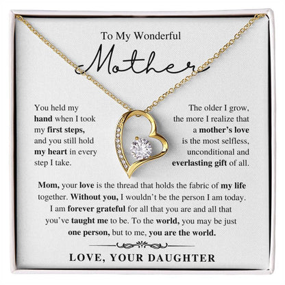To My Wonderful Mother, From Daughter - Forever Love Necklace