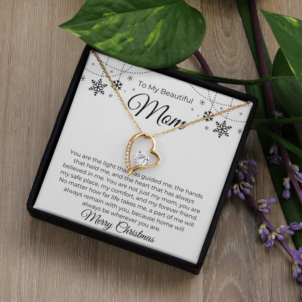 To My Beautiful Mom, Merry Christmas - Forever Love Necklace
