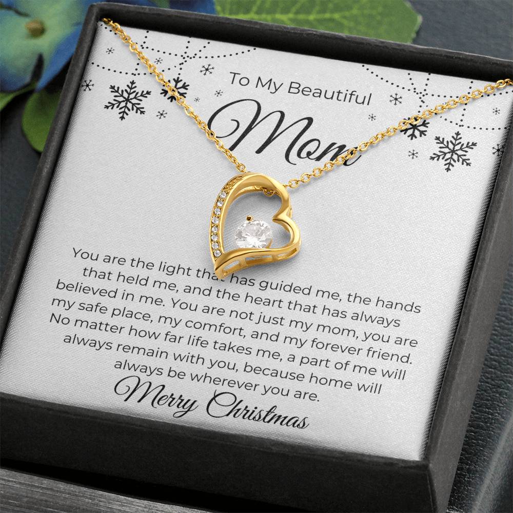 To My Beautiful Mom, Merry Christmas - Forever Love Necklace