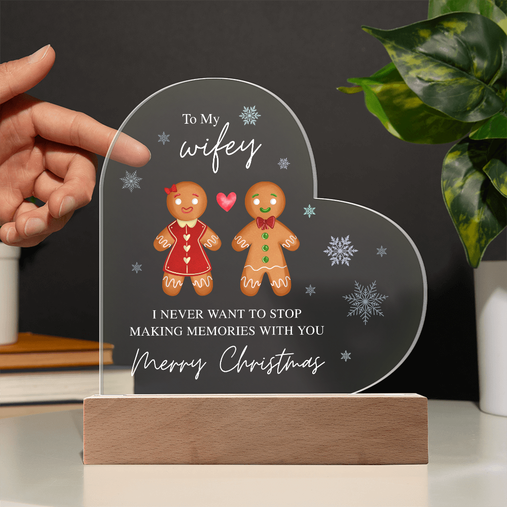 To My Wifey, Merry Christmas - Acrylic Heart Plaque
