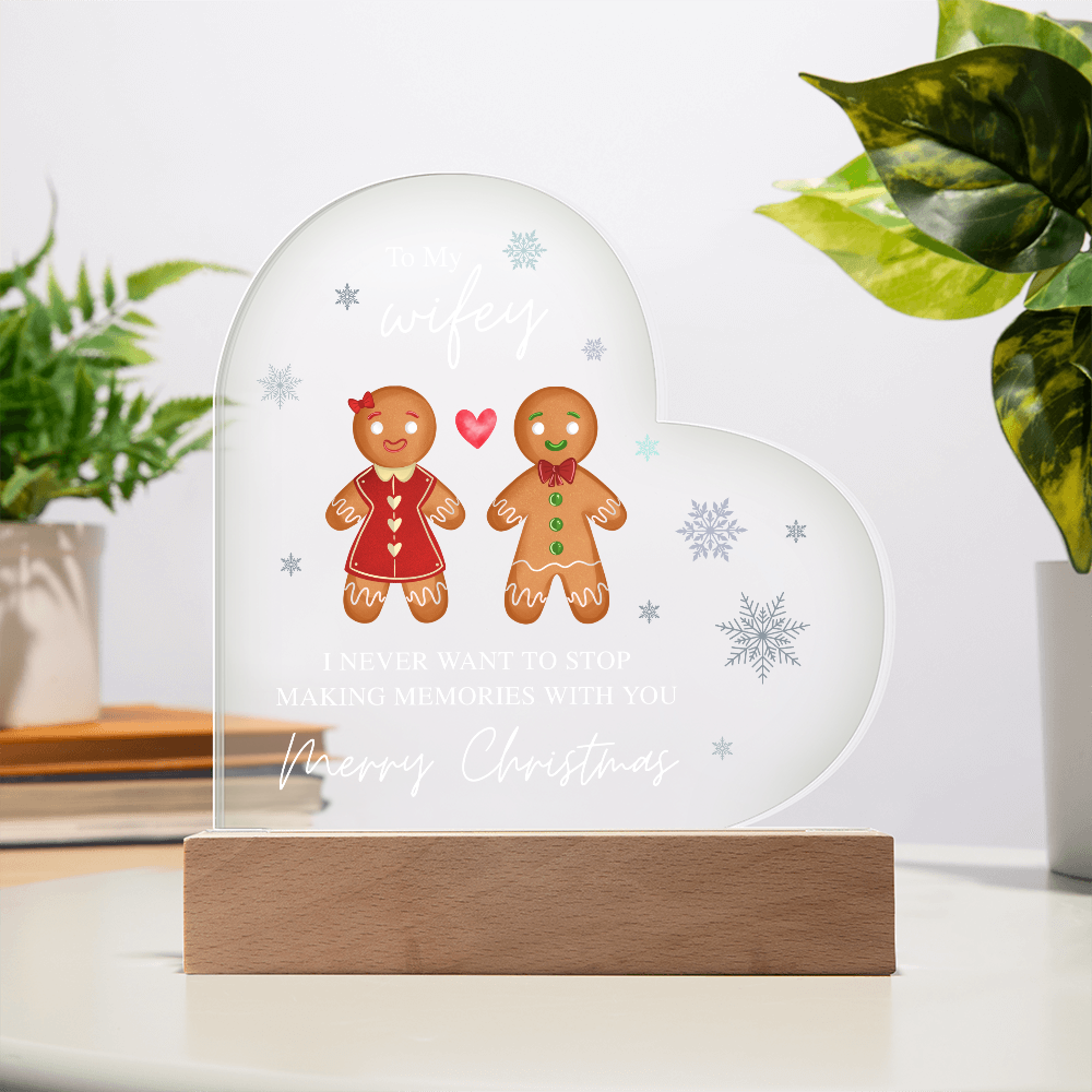 To My Wifey, Merry Christmas - Acrylic Heart Plaque