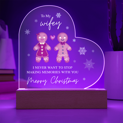 To My Wifey, Merry Christmas - Acrylic Heart Plaque