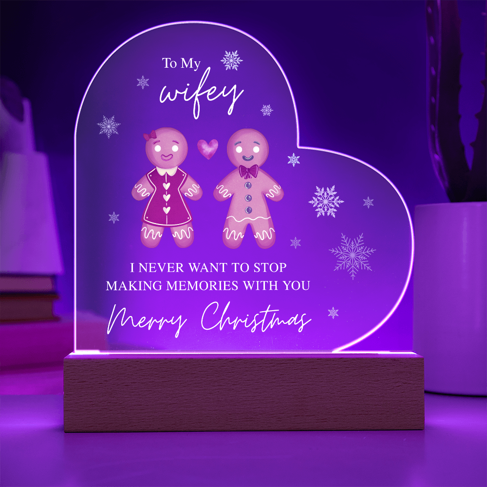 To My Wifey, Merry Christmas - Acrylic Heart Plaque
