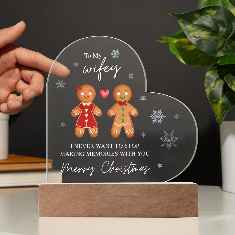 To My Wifey, Merry Christmas - Acrylic Heart Plaque