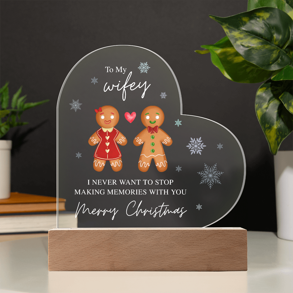 To My Wifey, Merry Christmas - Acrylic Heart Plaque