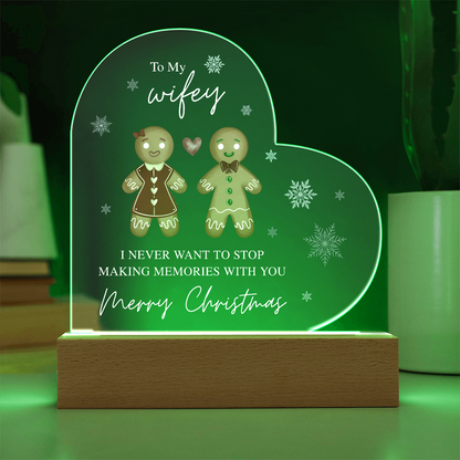 To My Wifey, Merry Christmas - Acrylic Heart Plaque