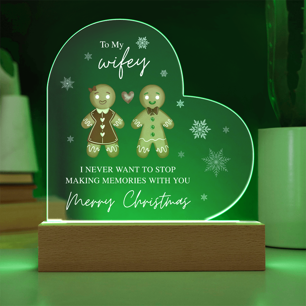 To My Wifey, Merry Christmas - Acrylic Heart Plaque