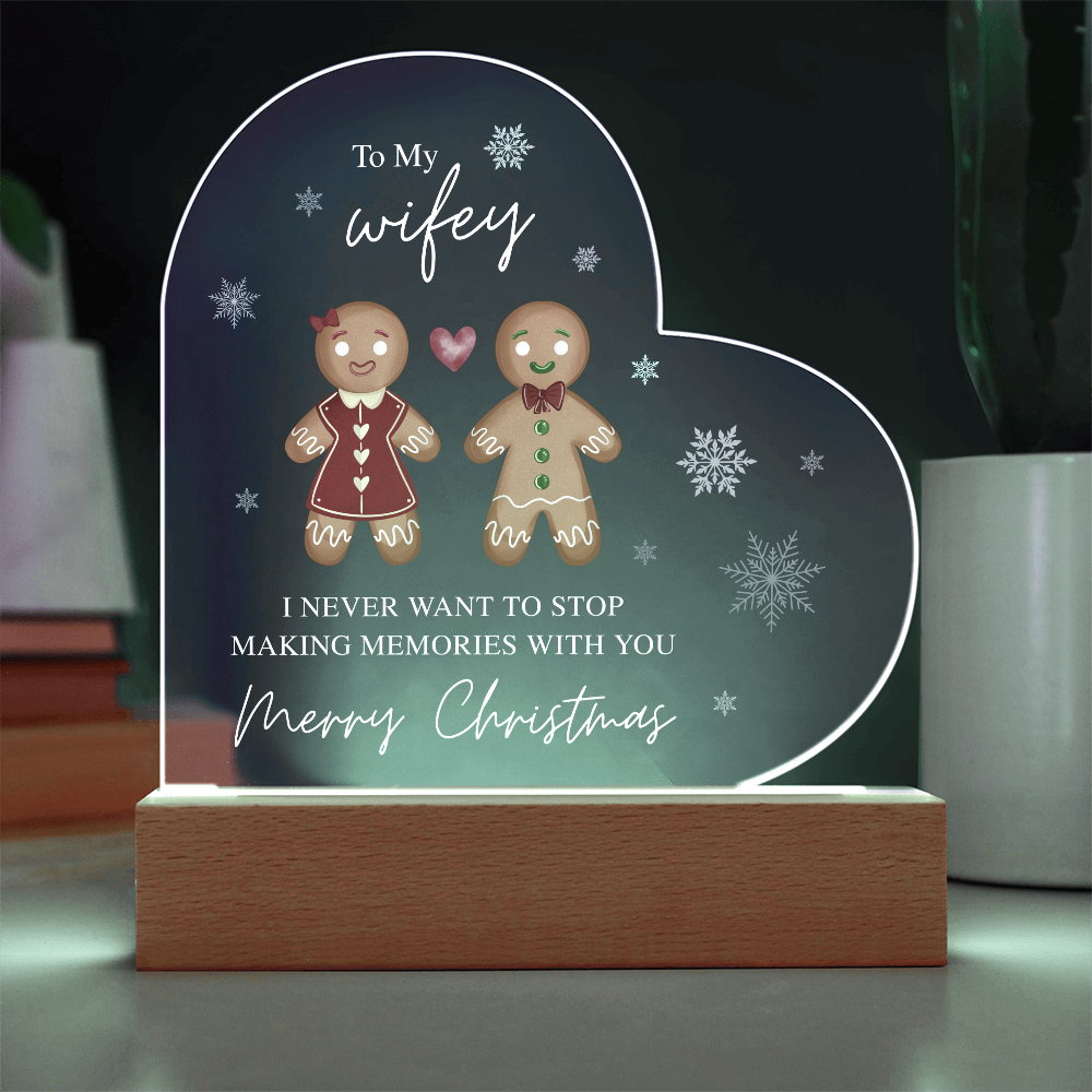 To My Wifey, Merry Christmas - Acrylic Heart Plaque