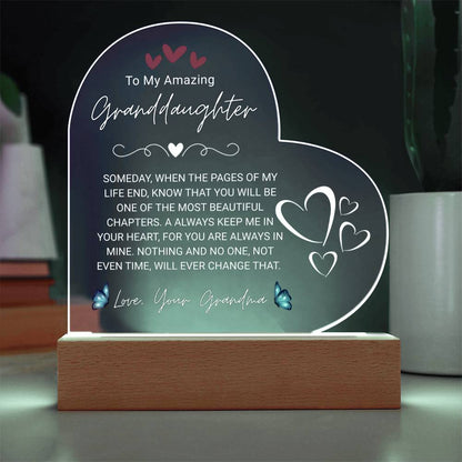 To My Amazing Granddaughter, From Grandma - Acrylic Heart Plaque