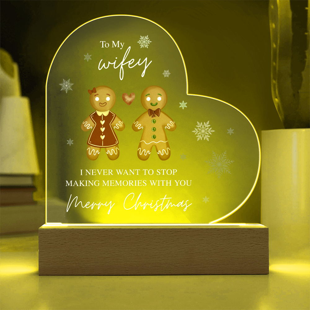 To My Wifey, Merry Christmas - Acrylic Heart Plaque