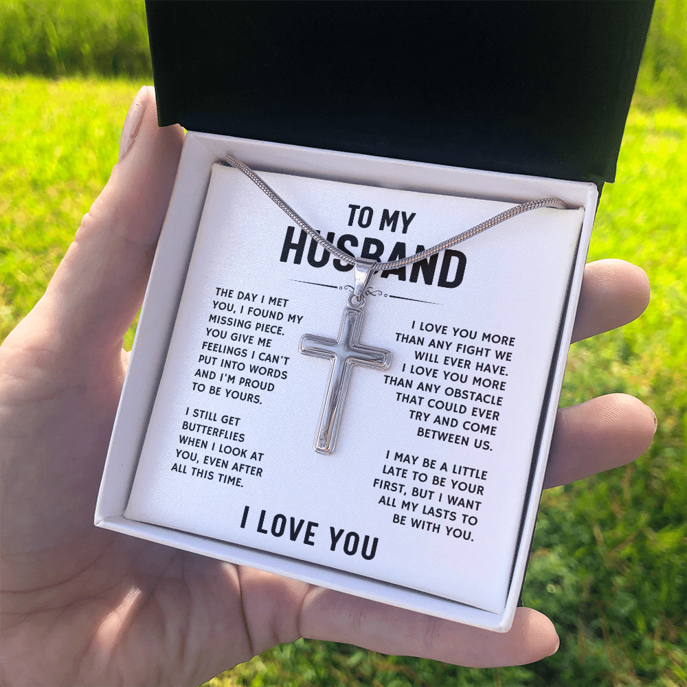 To My Husband, I Love You - Artisan Cross Necklace