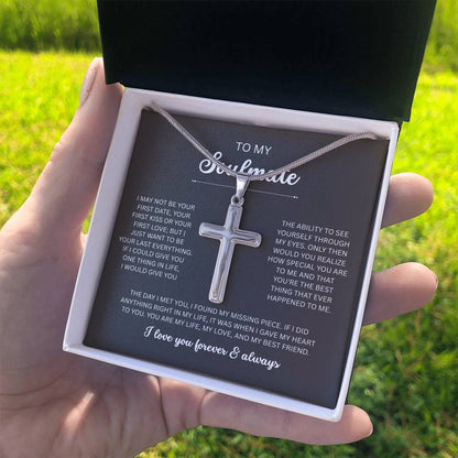 To My Soulmate, I Love You Always & Forever - Artisan Cross Necklace
