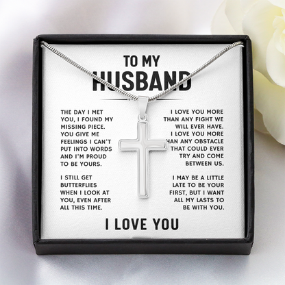 To My Husband, I Love You - Artisan Cross Necklace