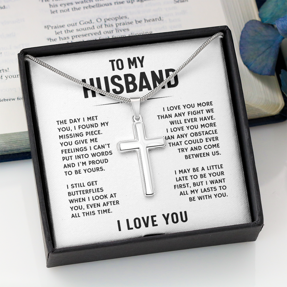 To My Husband, I Love You - Artisan Cross Necklace