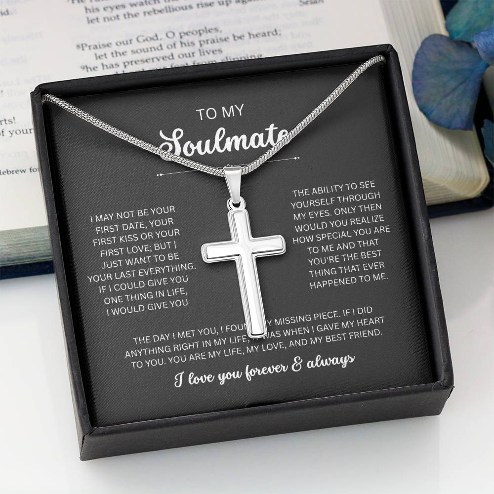 To My Soulmate, I Love You Always & Forever - Artisan Cross Necklace
