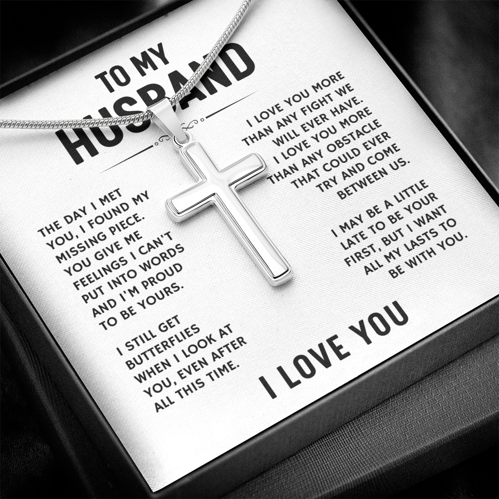 To My Husband, I Love You - Artisan Cross Necklace