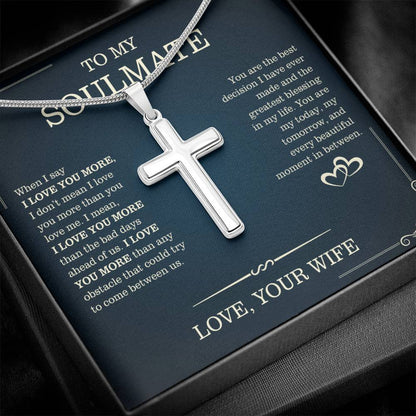 To My Soulmate, From Wife - Artisan Cross Necklace