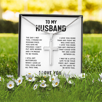 To My Husband, I Love You - Artisan Cross Necklace
