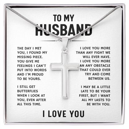 To My Husband, I Love You - Artisan Cross Necklace