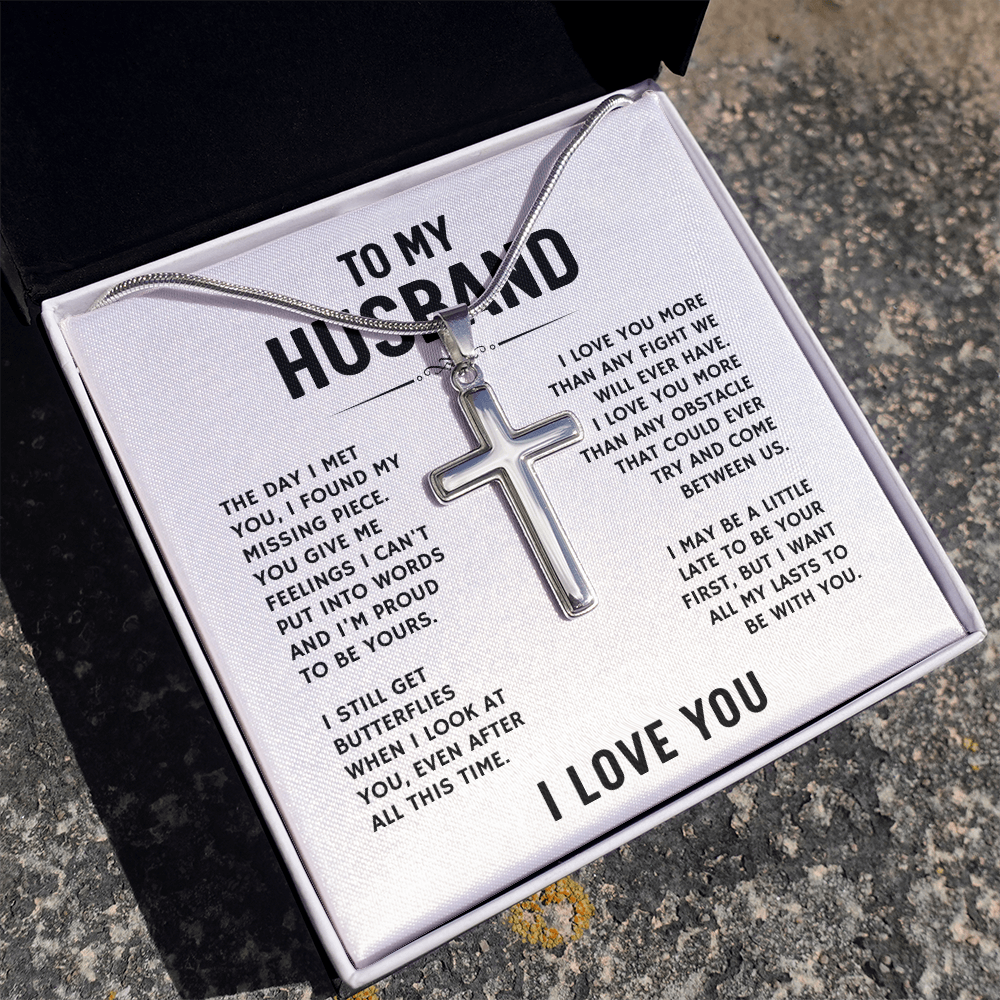To My Husband, I Love You - Artisan Cross Necklace