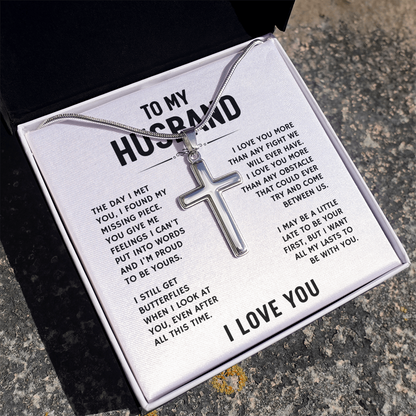 To My Husband, I Love You - Artisan Cross Necklace