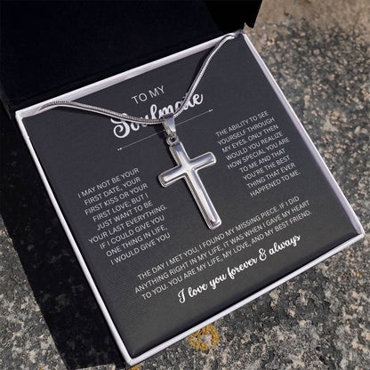 To My Soulmate, I Love You Always & Forever - Artisan Cross Necklace