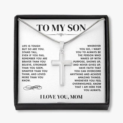 To My Son, I Love You, From Mom - Artisan Cross Necklace