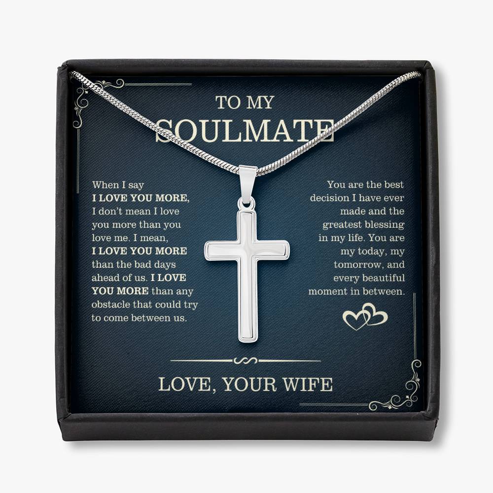To My Soulmate, From Wife - Artisan Cross Necklace
