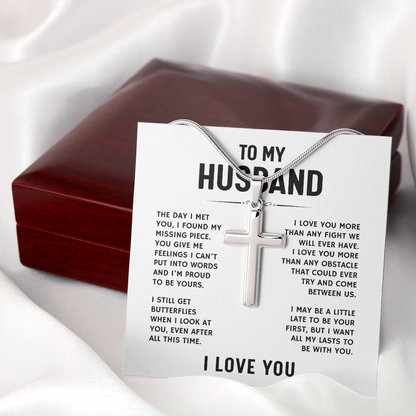 To My Husband, I Love You - Artisan Cross Necklace