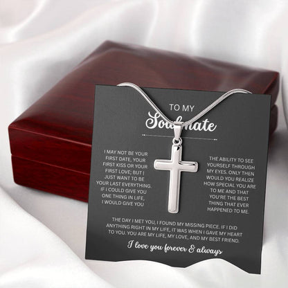 To My Soulmate, I Love You Always & Forever - Artisan Cross Necklace