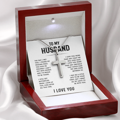 To My Husband, I Love You - Artisan Cross Necklace