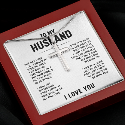 To My Husband, I Love You - Artisan Cross Necklace